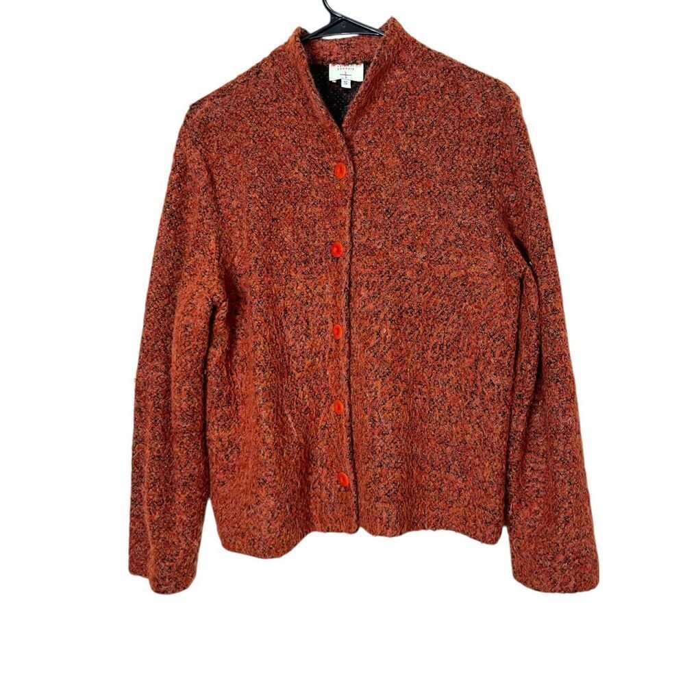 Kathleen Sommers Mohair Wool Blend‎ Spice Orange Cardigan Sweater Small